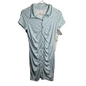 NOBO no boundaries blue short sleeve collared dress button up size medium 7 9